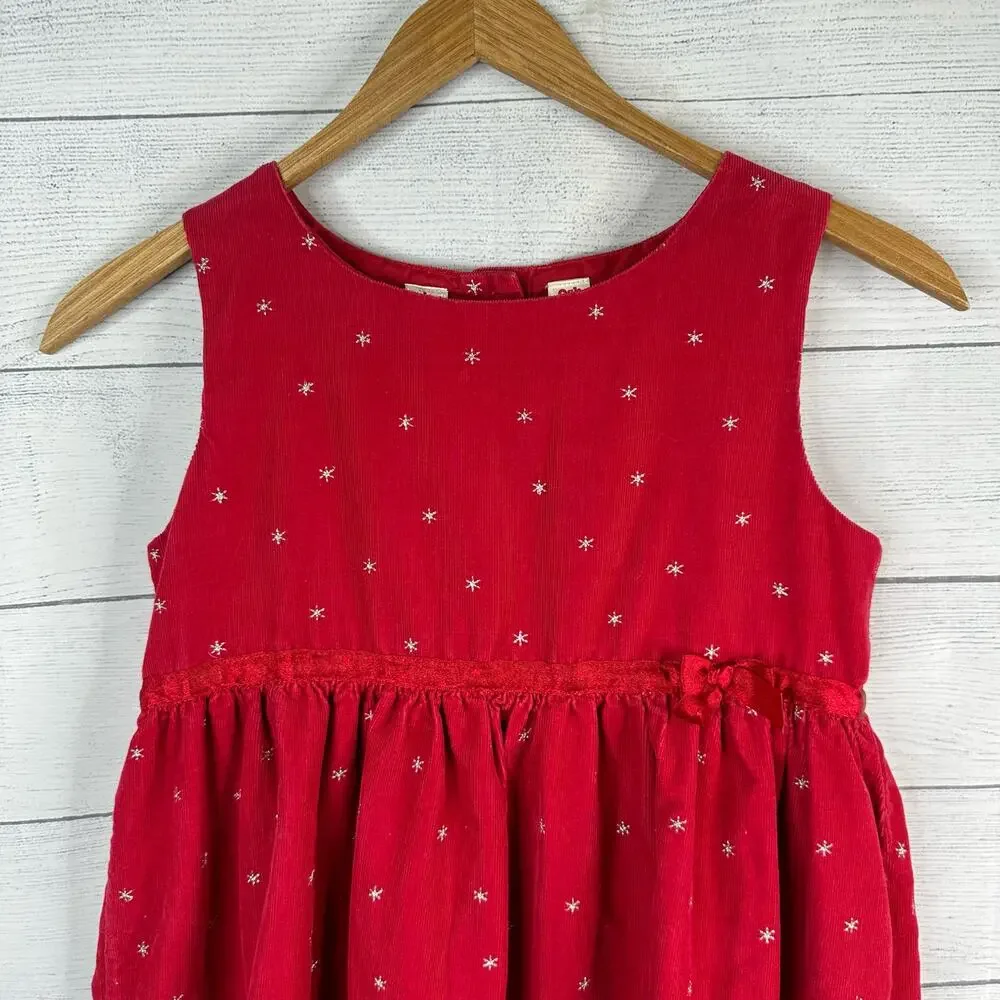 OshKosh B'gosh Girls size 10 Sleeveless Corduroy Holiday Christmas Dress Red